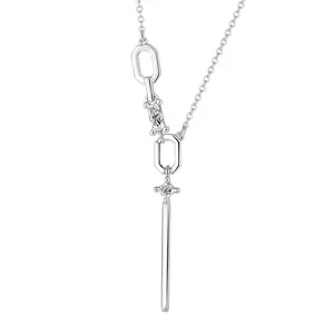 Collier à longue chaîne, Simple, en argent Sterling 925, lien S925, colonne rectangulaire lisse, en argent pur