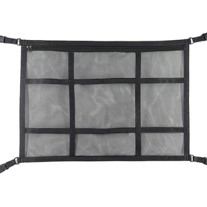 Filet de rangement pour voiture à double couche avec fermeture éclair, pour SUV et berlines, maille noire avec sangles - Product Image 4