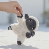 Peluche d'agneau d'oreille de mouton super douce authentique de 25 cm, jouet en peluche mignon avec visage noir, coussin en coton PP, anti-stress, vente en gros