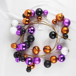 Senmasine 5ft Halloween Party Decoration Baubles Christmas Garlands With Purple Black Orange White Ball