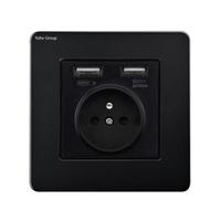 Prise murale électrique, alimentation électrique, norme européenne, prise française, USB-C, USB-A, prise simple, panneau tactile, acier inoxydable, IP20