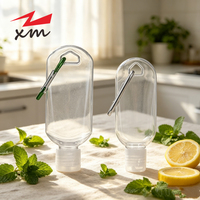 Gran Stock de Botellas de 50ml con Tapa Abatible para Desinfectante de Manos, Botellas Transparentes de 60ml para Gel de Manos, Botellas de PETG de 30ml con Llavero para Jabón de Manos