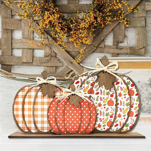 Creative Harvest Festival Home Office Desktop Ornaments Gift <strong>Wooden</strong> <strong>Pumpkins</strong> 3D Decoration Autumn Decor <strong>Pumpkin</strong> - Product Image 3