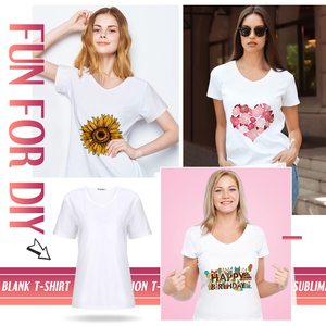 Qualidade Barato Unisex V-neck Em Branco Atacado t Camisas Branqueadas Camisas para Sublimação Poliéster T-shirt para Sublimate Custom logo - Product Image 6
