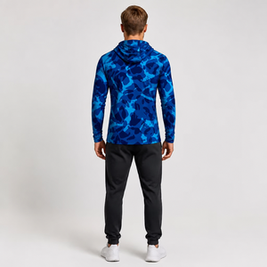 Camisa de Pesca con Capucha y Manga Larga para Hombre, Camuflaje Azul, Protección Solar UPF 50 Anti UV, Ropa de Exterior - Product Image 2