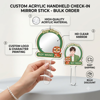 Miroir à main portable en acrylique imprimé UV personnalisé avec poignée à motifs pour événements, concerts et cadeaux promotionnels