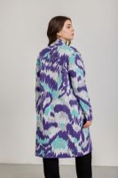 Cardigan long en tricot jacquard abstrait Ikat pour femmes grandes tailles, ouvert sur le devant, sans poches, coupe ample mi-mollet, personnalisable OEM