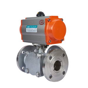 Vanne à boisseau sphérique pneumatique à trois voies à brides en acier inoxydable type T L Q644F-16P, en acier inoxydable 150 CF8 - Product Image 4
