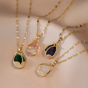 Collar de diseño minimalista de lujo para mujer Viral Tulip Zircon Instagram-Worthy High-End Fashion Collar Chain New Style - Product Image 1
