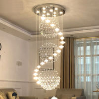 Grand Lustre Nordique Moderne pour Hôtel à Plafond Haut, Suspension de Hall, Grand Lustre d'Escalier en Cristal LED de Luxe