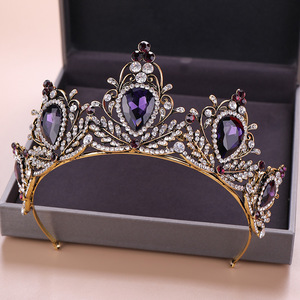 Serre-tête diadème couronne en alliage de cristal violet Vintage magnifique diadèmes en strass pour les anniversaires de <span class=keywords><strong>cheveux</strong></span> de <span class=keywords><strong>mariage</strong></span> - Product Image 2
