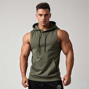 Customizable 3D Pattern <b>Men's</b> <b>Sleeveless</b> Hoodie 100% Cotton Plus Size Windproof Breathable Gym Slim Fit High Quality - Product Image 3