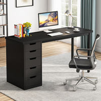 Bureau d'ordinateur moderne avec 5 tiroirs réversibles, table d'écriture écologique de 47 pouces avec structure métallique pour bureau à domicile