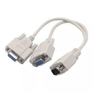 Cable divisor VGA Y de 15 Pines, adaptador blanco SVGA macho a <span class=keywords><strong>dos</strong></span> hembra, compatible con 1080P Full HD para PC, Monitor, proyector, alta calidad - Product Image 3