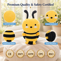 Peluche Abeille Personnalisée en Gros, Jouet Brodé en Coton PP Doux, Animal en Peluche pour Marque, Fabricant OEM