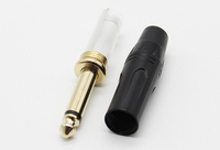 Colokan bisu 6.35MM 2 tiang, konektor kawat Mono 6.35MM colokan pria berlapis emas, konektor mikrofon