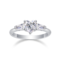 Bague en moissanite à trois pierres de couleur blanche avec certificat GRA, bague de fiançailles, bague de promesse, argent 925 plaqué rhodium