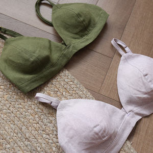 Conjunto de Bralette Inalámbrico de Cáñamo Natural, Sujetador Transpirable y Suave con Braguita, Almohadilla Anti-Protuberancia, Ideal para Pechos Pequeños, Lencería - Product Image 3
