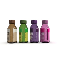 Bouteille vide de sirop contre la toux ambrée de 16oz 500ml avec bouchons d'écriture rouges CRC Bouteille maigre pour liquide de sirop contre la toux