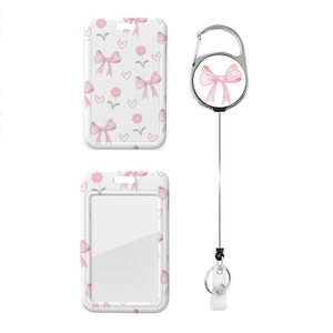 Wholesale retractable flower <b>bow</b> hiking keychains, epoxy resin easy-pull buckles, printable logo card holders and lanyards - Product Image 5