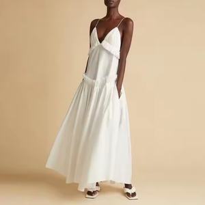 Vestido de Lino de Verano de Último Diseño, Vestido Midi Sexy de Línea A para Mujer, para la Playa - Product Image 1