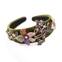 Clarker INS — bandeau pour cheveux, bandeau de luxe, avec fleurs, bijou orné de cristaux, baroque, accessoire pour femmes
