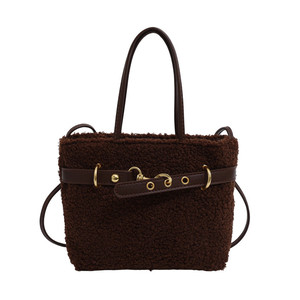 2026 Sonbahar Kış Peluş Kemerli Kadın Küçük Omuz Çantası Çapraz Askılı Çanta Retro Tote Çanta Kızlar İçin - Product Image 6