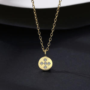 สร้อยคอผู้หญิงเงินแท้ S925 สร้อยคอจี้ทรงกลมสีทองเรียบง่ายและลำลอง เครื่องประดับที่สวยงาม - Product Image 6