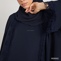 Ensemble Abaya 3 Pièces pour Femmes Musulmanes – Vente en Gros Usine, Robe Abaya Ouverte Personnalisée en Dentelle avec Hijab et Robe Intérieure