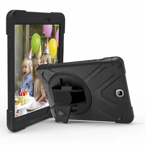 Heavy Duty Hybrid Shockproof Case for Samsung Galaxy Tab A 9.7" T550 2015 Built-in Kickstand Hand Strap Tablet Cover