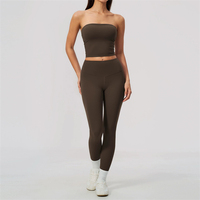 Ensemble soutien-gorge et legging de fitness sans bretelles pour femme, taille XXL, extensible, doux, confortable, séchage rapide, élastique quadridirectionnel, couleur unie