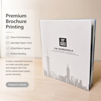 Service d'impression de brochures d'entreprise 250x250mm avec estampage à chaud argenté sur papier spécial et reliure parfaite