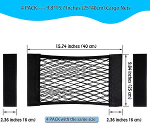 Paquete <span class=keywords><strong>de</strong></span> 4 Redes Organizadoras para Maletero <span class=keywords><strong>de</strong></span> Automóvil con Cinta Adhesiva Mágica, 12+ Compartimentos, Malla <span class=keywords><strong>de</strong></span> Poliéster (Mismo Tamaño) - Product Image 2