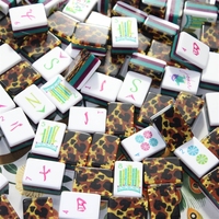 Mahjong Amerika 4 Lapis Berukir, Alas Leopard Luxe 160 Ubin Butik, Buatan Tangan untuk Penyajian Mewah