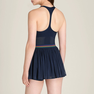 Jupe de tennis sportive d'été taille haute, ajourée, dos contrastant, respirante, séchage rapide, en nylon et élasthanne - Product Image 2