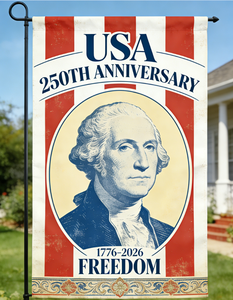 250th USA 花园旗帜 12x18 英寸，粗麻布双面爱国旗帜，适合 7 月 4 日户外使用 - Product Image 1