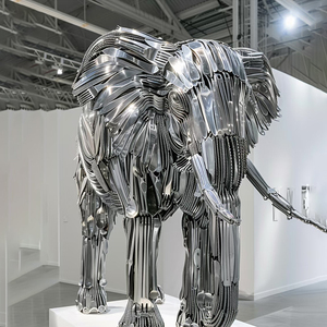 Esculturas de Elefantes de Alambre de Acero Inoxidable a <span class=keywords><strong>Tamaño</strong></span> <span class=keywords><strong>Real</strong></span> Personalizadas, Decoración de Jardín para Exteriores, Villas, Animales de Alambre Metálico Fundido - Product Image 2