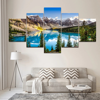 5 pièces plage coucher de soleil cascade forêt arbre paysage toile peinture affiche et impression mur art photo peinture décorative