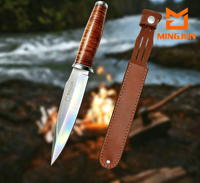 DIY Handgeschmiedetes OEM Camping Bowie-Messer mit Kohlenstoffstahl-Drop-Point-Klinge und Lederscheide