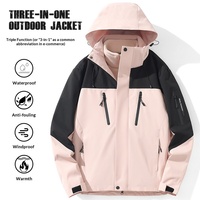 Veste bomber 3-en-1 pour homme et femme, automne/hiver, ensemble deux pièces, amovible, rembourrée en duvet épais, doublée de polaire