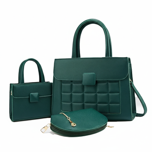 Sacs fourre-tout décontractés en cuir PU grande capacité pour femmes, ensemble de 6 pièces avec rivets et fermeture éclair, doublure en polyester imperméable pour femmes - Product Image 1