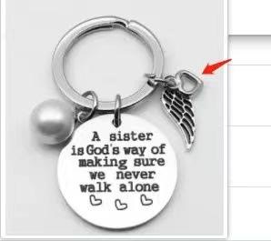 Llavero de Moda para Regalo de Navidad o Cumpleaños para Hermana, una Hermana es la Forma de Dios de Asegurar que Nunca Caminemos Solos, Llaveros con Alas de Ángel y Perla - Product Image 6