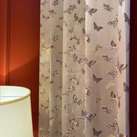 Tissu de rideau jacquard à motif papillon, filtrant la lumière, lavable, mélange polyester-lin, rideau de fenêtre moderne