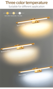 COMBO Lámpara de Pared Moderna Dorada LED para Baño, 60cm, Luz Cálida 3500K, Accesorio Integrado de Cobre - Product Image 5