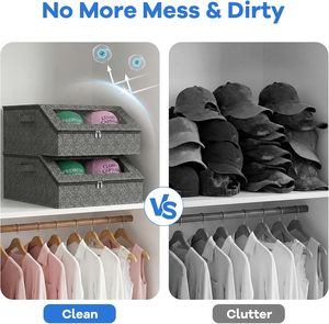 Large Stackable Hat Organizer for Baseball Caps Clear Window Holds 28 Caps Foldable Hat Storage <b>Box</b> for Closet <b>Shelf</b> Storage - Product Image 2