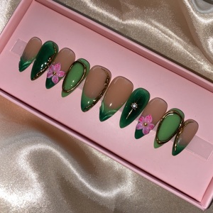 <span class=keywords><strong>Uñas</strong></span> postizas de lujo personalizadas al por mayor <span class=keywords><strong>con</strong></span> pedrería, forma ataúd mediana, <span class=keywords><strong>con</strong></span> perlas y punta francesa, para manicura acrílica. - Product Image 6