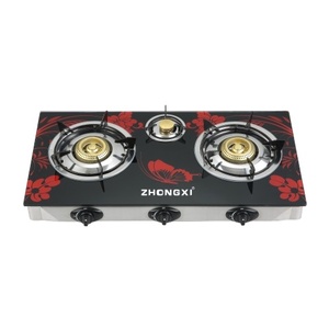Fornello a Gas Thailandese con Valvola LPG a Tre Fuochi Piano Cottura in Vetro Temperato Elettrodomestico da Cucina - Product Image 1