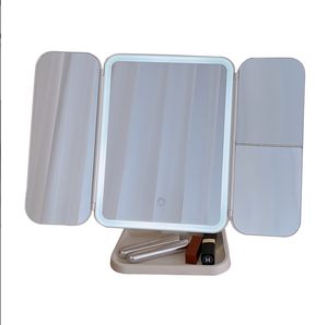 Lumineux 360 degrés vanité Led éclairé voyage maquillage miroir bureau à trois volets agrandi maquillage <span class=keywords><strong>3</strong></span> voies miroir avec lumières - Product Image 3
