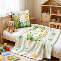 Coussin-plaid 2-en-1 pliable en polyester 100 % écologique, motif chat de dessin animé, vente directe usine, toutes saisons