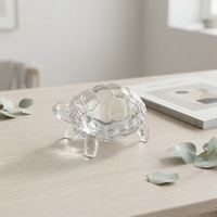 Adorable figurine de tortue en cristal transparent poli, ornement animal artisanal pour la décoration de table intérieure, cadeaux d'affaires